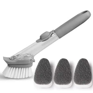 2 in 1 Refillable Kitchen Brush Long Handle Detachable Soap Dispenser Scrubber for Pots Dishes Sink Non Scratch Eco Friendly