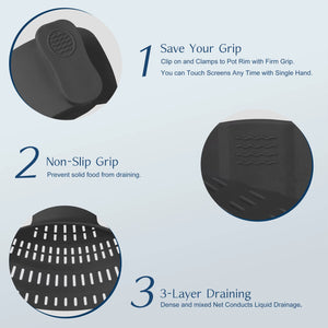 1Pc, Strainer, Silicone Pot Strainer, Adjustable Silicone Clip on Strainer for Pots Pans and Bowls, Kitchen Pot Strainer