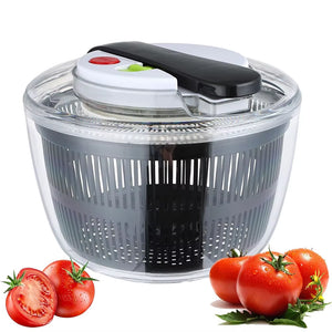 3L Salad Spinner Large Salad Sowl with Lid One-Handed Easy Press Salad Spinner Washer Dryer Drainer Mixer JT249