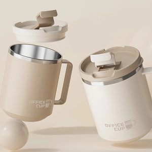 Double Wall Insulated Coffee Mug 304 Stainless Steel Milk Coffee Cup with Handle Leak-Proof Drinking Cup Adult Student Drinkware