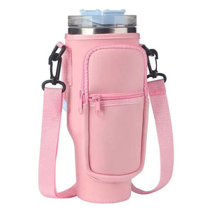 Water Bottle Carrier Bag for Stanley 40Oz Tumbler with Handle Water Bottle Holder with Adjustable Shoulder Strap with Pocket