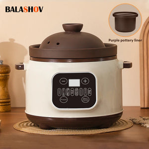 3.8L Multifunctional Electric Stew Pot Slow Cooker Ceramic Inner Pot Multi-Cooker for Soup Porridge Casserole Household Kitchen