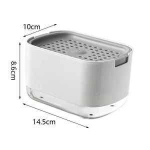 Soap Dispenser Box Press Dispenser Scrubbing Liquid Container Kitchen Bathroom Automatic Detergent Foam Box with Sponge Holder