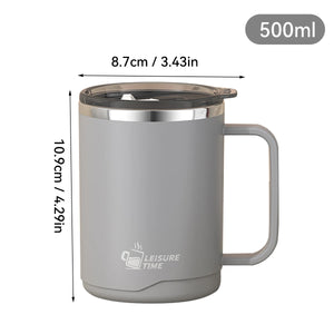 Double Wall Insulated Coffee Mug 304 Stainless Steel Milk Coffee Cup with Handle Leak-Proof Drinking Cup Adult Student Drinkware