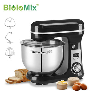 Kitchen Food Stand Mixer, Blender, Quiet Motor, Cream Egg Whisk, Whip Dough Kneader, 6-Speed, 1200 W, 6 L, DC