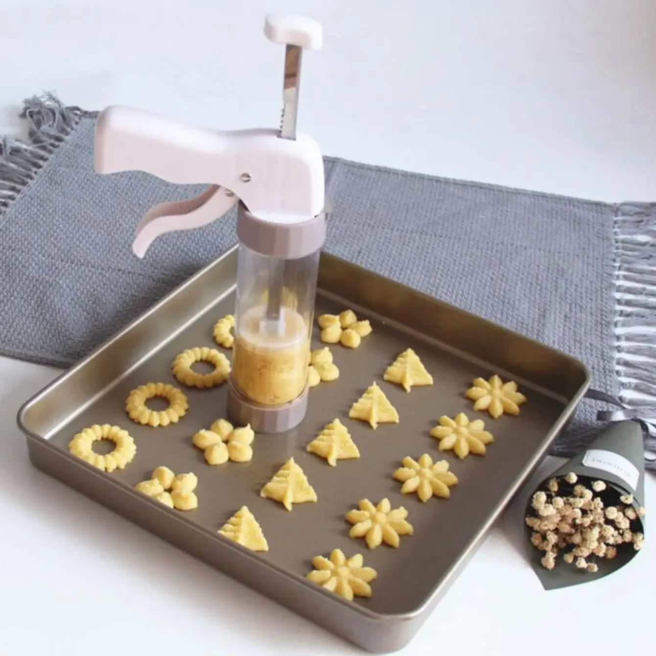 1Pc-Cake Cream Decorating Gun Set Cookie Biscuit Pastry Syringe Stainless Steel Nozzle Squeezer Extruder Baking Tools