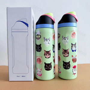 Portable Fruit Car Cup Thermoses Summer Soccer Stainless Steel Insulated Cup 32OZ Large-Capacity Football Water Bottles