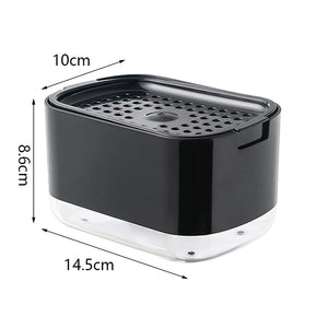 Soap Dispenser Box Press Dispenser Scrubbing Liquid Container Kitchen Bathroom Automatic Detergent Foam Box with Sponge Holder