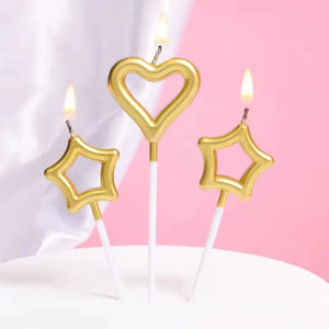 6/12Ps Cakelove Colorful Birthday Candles with Stand Star Heart Cake Candle Baby Children Birthday Party Supplies Wedding Decor