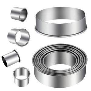 12Pcs Cookie Cutter & Mousse Ring Set Food Grade Stainless Steel Rolled Edge round Molds for Biscuit Donut Fondant Home Baking