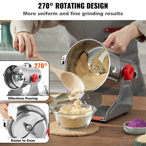 150-2500G Electric Grain Mill Grinder Commercial Swing Spice Grinders for Dry Herbs Grains Spices Cereals Coffee Corn