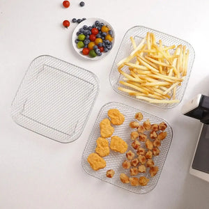 New Durable Stackable Air Fryer Rack Non-Stick Stainless Steel Airfryer Tray Grill Basket Kitchen Gadgets