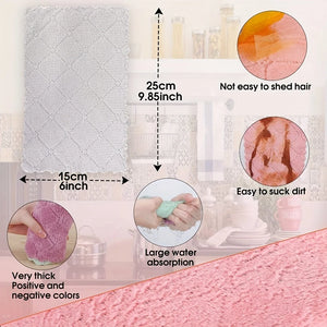 10Pcs Microfiber Dish Cloths Multi Purpose Dishwashing Towels for Tableware Double Sided Cleaning Rags Kitchen Accessories