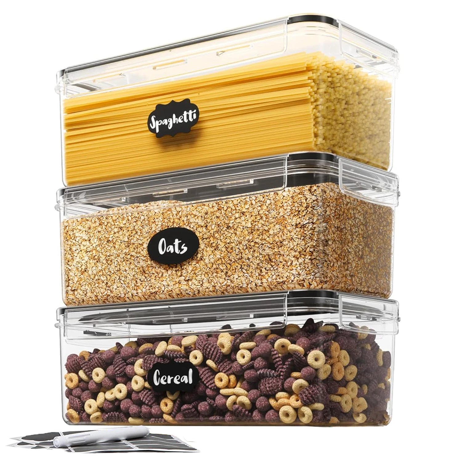1/2/3/Sets Airtight Food Storage Containers with Lids 3.2L, Plastic Spaghetti Container for Pasta Organizer, BPA Free Air Tight