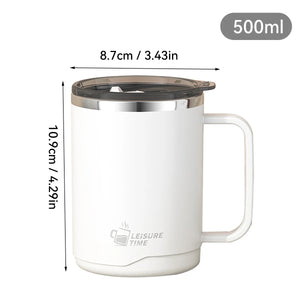 Double Wall Insulated Coffee Mug 304 Stainless Steel Milk Coffee Cup with Handle Leak-Proof Drinking Cup Adult Student Drinkware