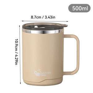 Double Wall Insulated Coffee Mug 304 Stainless Steel Milk Coffee Cup with Handle Leak-Proof Drinking Cup Adult Student Drinkware