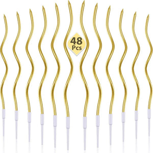12/48Pcs/1Case Birthday Candles Spiral Cake Candles Long Thin Cake Candles for Wedding Party and Cake Decoration
