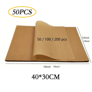 200/100/50PC Baking Paper Non-Stick Parchment Baking Sheet for Oven Air Fryer Grilling Mat Paper Food Wrapping Paper Baking Tool