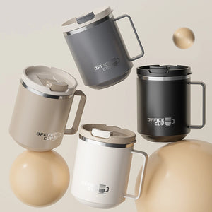 Double Wall Insulated Coffee Mug 304 Stainless Steel Milk Coffee Cup with Handle Leak-Proof Drinking Cup Adult Student Drinkware