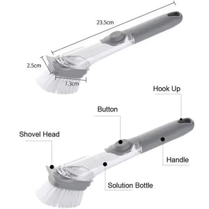 2 in 1 Refillable Kitchen Brush Long Handle Detachable Soap Dispenser Scrubber for Pots Dishes Sink Non Scratch Eco Friendly
