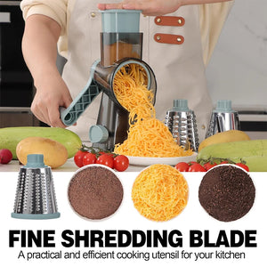 3 in 1 Rotary Cheese Grater Versatile Manual Vegetable Slicer Peanut Nuts Grinder Cheese Vegetable Shredder Clear JT242