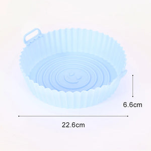 22Cm Silicone Air Fryers Oven Baking Tray Pizza Fried Chicken Airfryer Silicone Basket Reusable Airfryer Pan Liner Accessories
