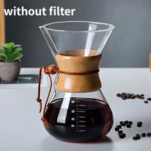 Hand Glass Coffee Kettle with Stainless Steel Filter Drip Brewing Hot Brewer Coffee Pot Dripper Barista Pour over Coffee Maker