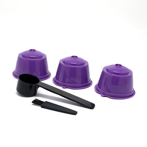 3Pcs Fit for Dolce Gusto Coffee Filter Cup Reusable Coffee Capsule Filters with Spoon Brush