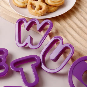 26Pcs Large Alphabet Cookie Cutters A-Z Letter Biscuit Fondant Cake Decoration Tools DIY Pastry Baking Cake Stamp Embosser Mould