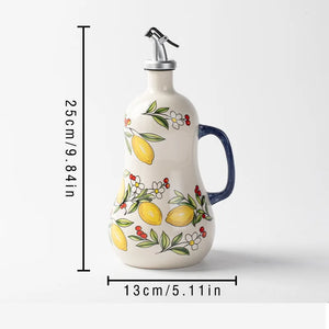 Bpa-Free Olive Oil Dispenser Underglaze Embossed Ceramic Oil Vinegar Can Kitchen Accessories Storage Dispenser Container Bottle