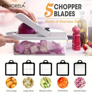 22In1/ 15In1 Multifunctional Vegetable Cutter Handheld Food Grater, Veggie Slicer, Chopper with Container, Onion Mince Cutter