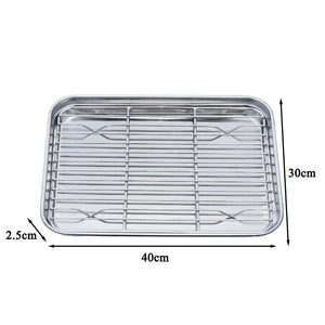 Baking Tray with Removable Cooling Rack Set Stainless Steel Baking Pan Sheet Non Toxic , Used for Oven, BBQ Tray Dishwasher Safe