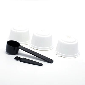 3Pcs Fit for Dolce Gusto Coffee Filter Cup Reusable Coffee Capsule Filters with Spoon Brush