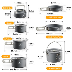 Camping Cookware Kit Outdoor Frying Pan Portable Kettle Foldable Picnic Tableware Kitchen Utensils Cooking Utensils