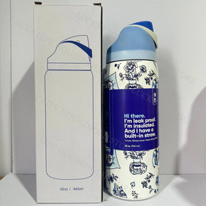 Portable Fruit Car Cup Thermoses Summer Soccer Stainless Steel Insulated Cup 32OZ Large-Capacity Football Water Bottles