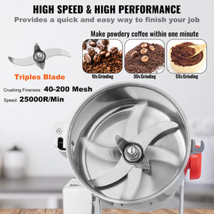 150-2500G Electric Grain Mill Grinder Commercial Swing Spice Grinders for Dry Herbs Grains Spices Cereals Coffee Corn