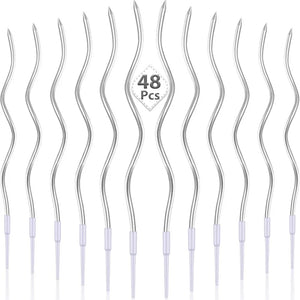 12/48Pcs/1Case Birthday Candles Spiral Cake Candles Long Thin Cake Candles for Wedding Party and Cake Decoration