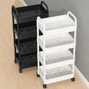 Hot 5-Tier Kitchen Storage Shelf, Mobile Trolley, Floor-Standing Multi-Layer Storage Rack, for Snacks, Fruits and Vegetables