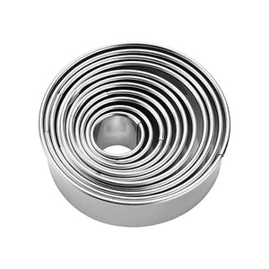 12Pcs Cookie Cutter & Mousse Ring Set Food Grade Stainless Steel Rolled Edge round Molds for Biscuit Donut Fondant Home Baking