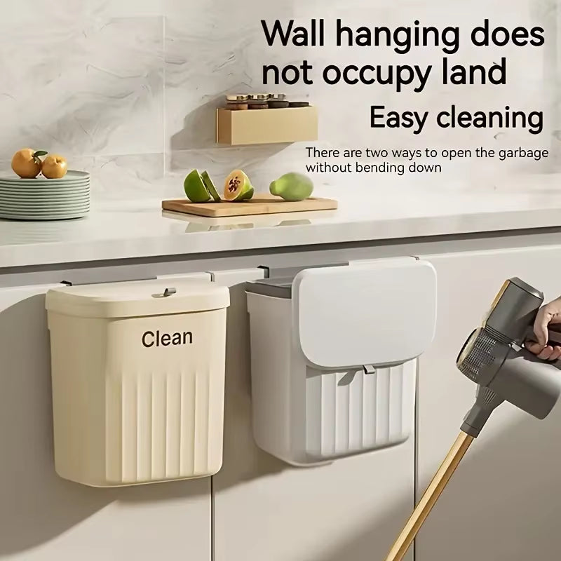 12L Kitchen Trash Can Wall Mounted Hanging Trash Bin with Lid Garbage Can for Cabinet under Sink Waste Garbage Compost Bin Trash