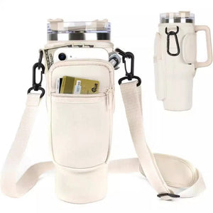 Water Bottle Carrier Bag for Stanley 40Oz Tumbler with Handle Water Bottle Holder with Adjustable Shoulder Strap with Pocket