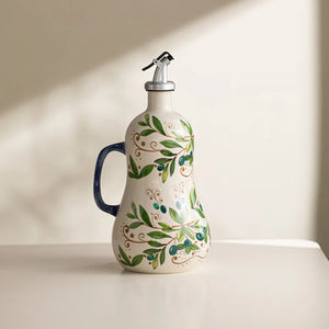 Bpa-Free Olive Oil Dispenser Underglaze Embossed Ceramic Oil Vinegar Can Kitchen Accessories Storage Dispenser Container Bottle