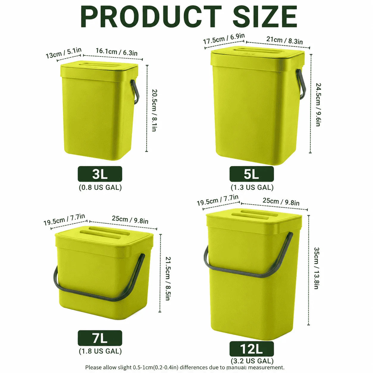 Hanging Plastic Trash Can, Compost Bin Indoor Kitchen Sealed, Odor-Free Food Scrap Container, Small Trash Can with Lid.