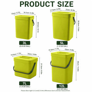 Hanging Plastic Trash Can, Compost Bin Indoor Kitchen Sealed, Odor-Free Food Scrap Container, Small Trash Can with Lid.