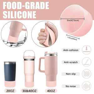 9Pcs Accessories Set 3 Spill Proof Stopper Flowers Straw Cover Boot 2 Straw and Brush and 1 Flower Charm Chain for Stanley Cup