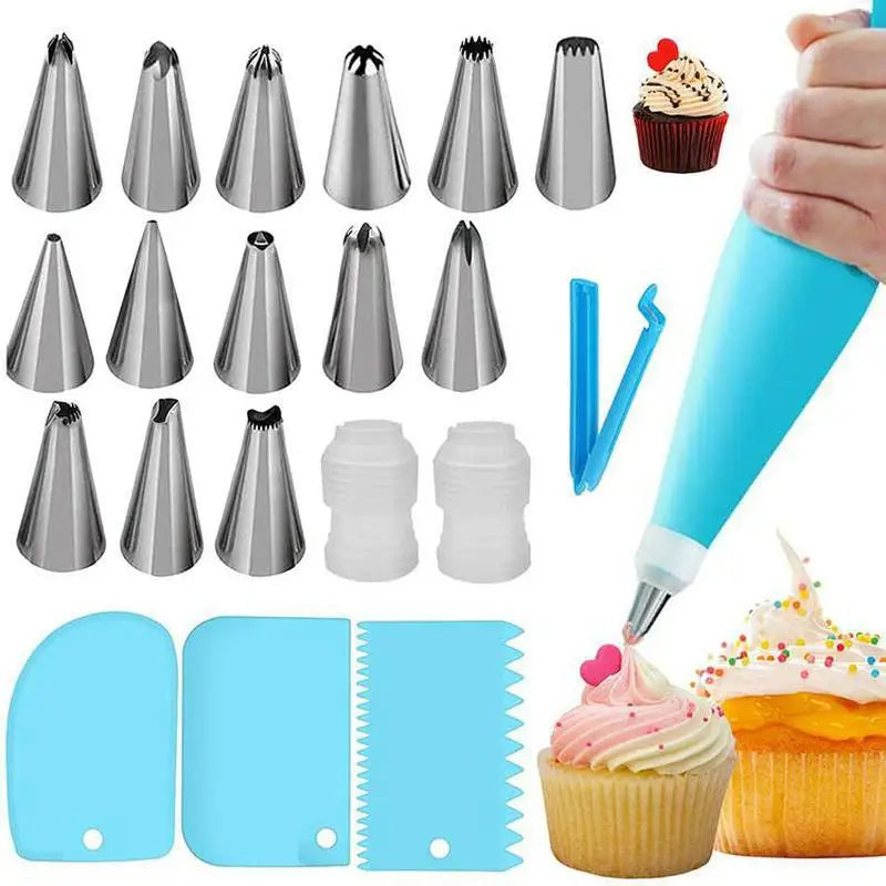 Stainless Steel Cake Decorating Nozzle Piping Bag Set Kitchen Confectionery Equipment Pastry Accessories Bakery Tool Kit