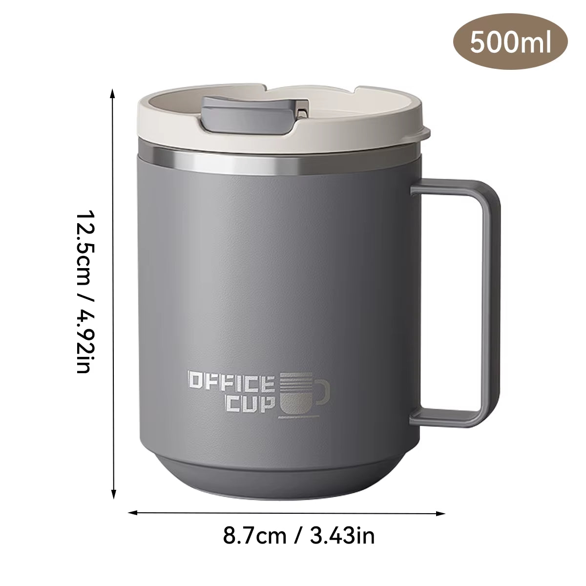 Double Wall Insulated Coffee Mug 304 Stainless Steel Milk Coffee Cup with Handle Leak-Proof Drinking Cup Adult Student Drinkware