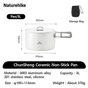 Ceramic Non-Stick Set of Pots Camping Cookware Kit Outdoor Frying Pan Kettle Picnic Tableware Kitchen Utensils