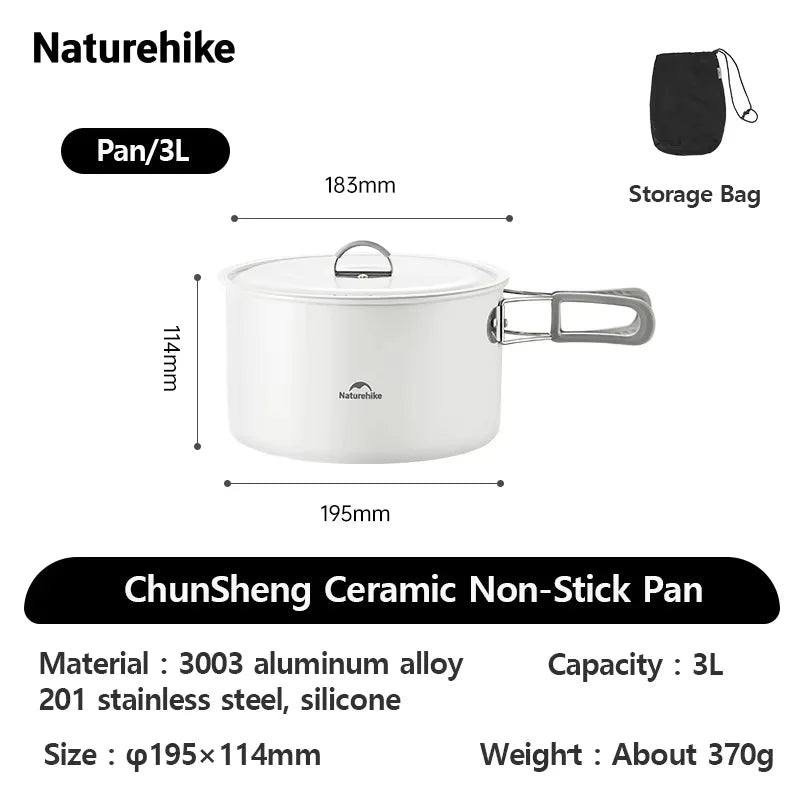 Ceramic Non-Stick Set of Pots Camping Cookware Kit Outdoor Frying Pan Kettle Picnic Tableware Kitchen Utensils