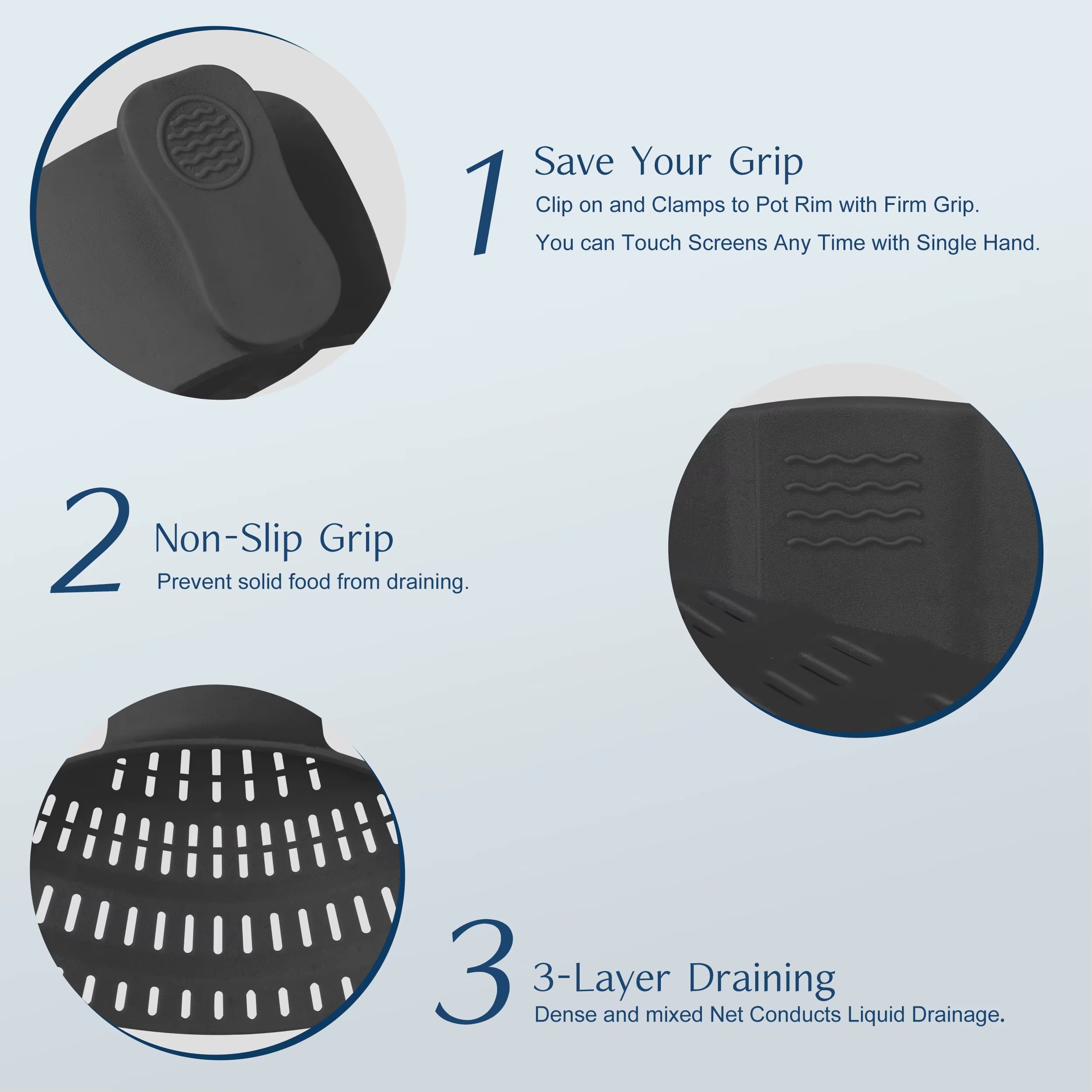 1Pc, Strainer, Silicone Pot Strainer, Adjustable Silicone Clip on Strainer for Pots Pans and Bowls, Kitchen Pot Strainer